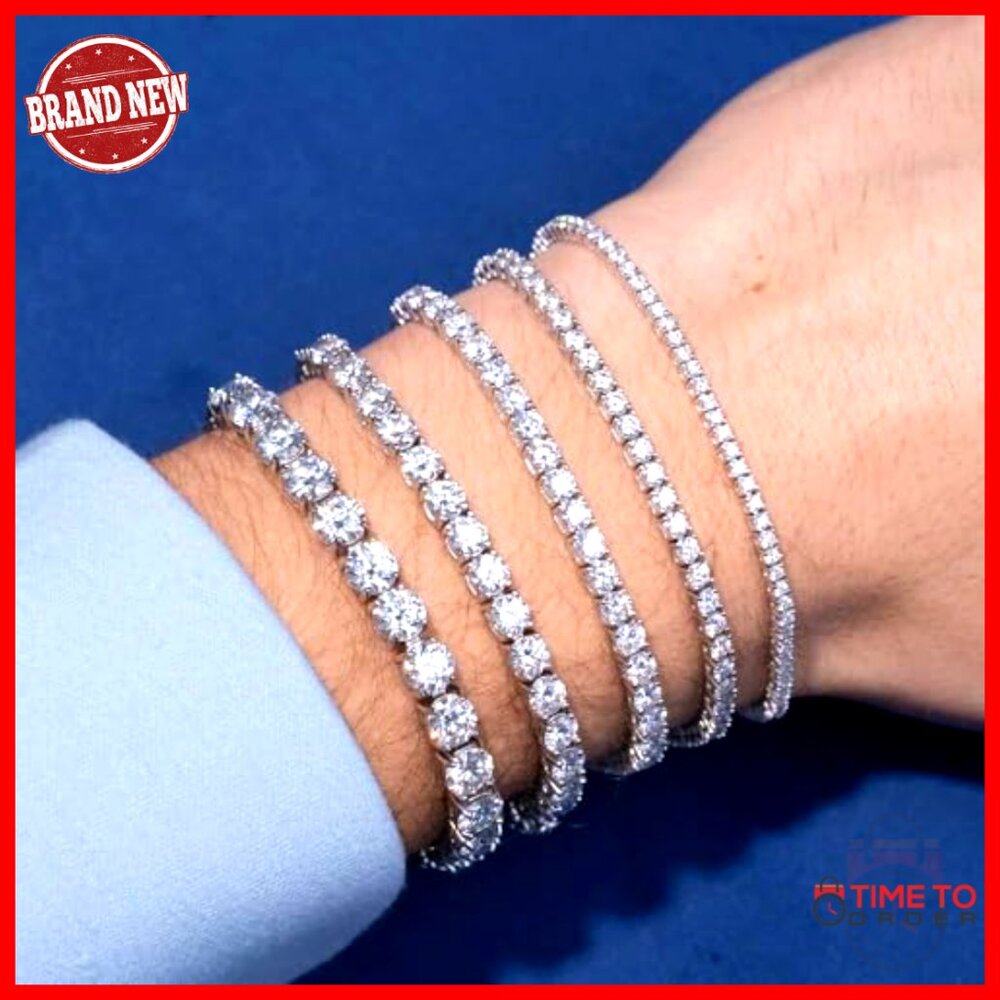 Moissanite Tennis Bracelet Sterling Silver 6.5 Inch Women's Jewelry Gift - Picture 3 of 7